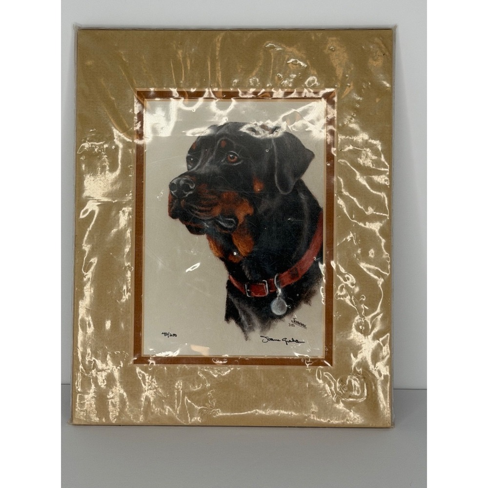 Vintage‎ Joanne Graham Rottweiler Dog Print Signed LE #40/200 1983 Matted 5x7